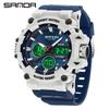 Sanda Dual Display Waterproof Sports Watch: Trendy & Unique Design
