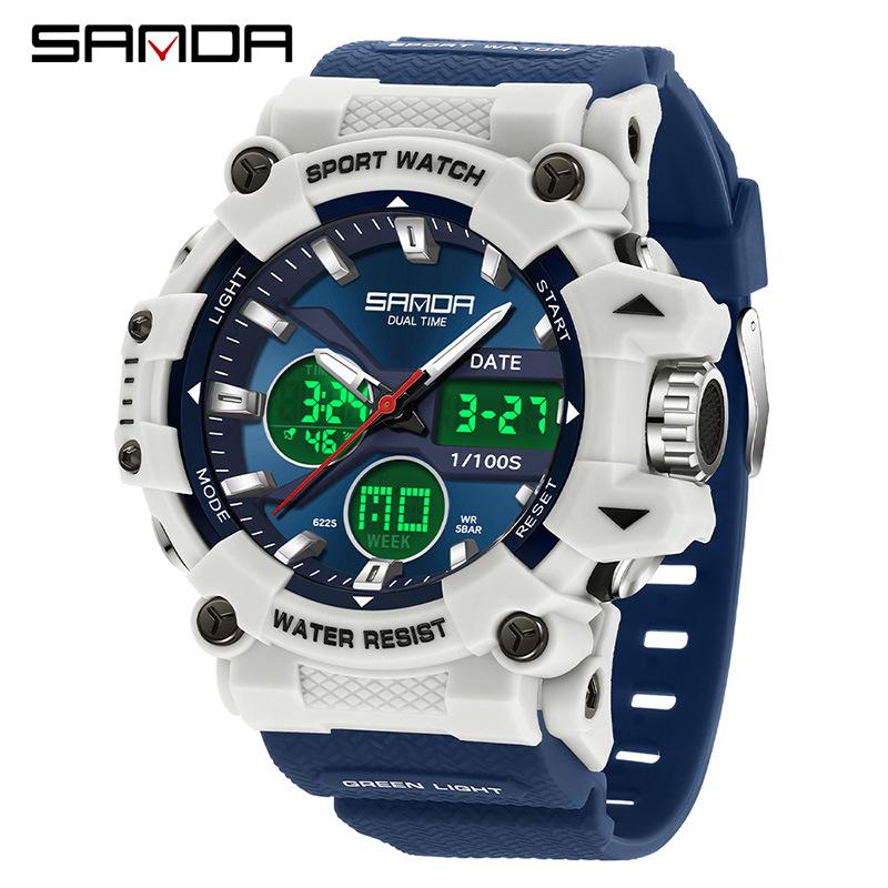 Sanda Dual Display Waterproof Sports Watch: Trendy & Unique Design