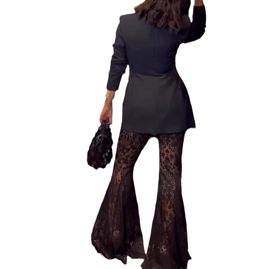 Spring Autumn New Fashion Long Sleeve Suit Set Women's Casual Loose Lace Two Piece Outfit
