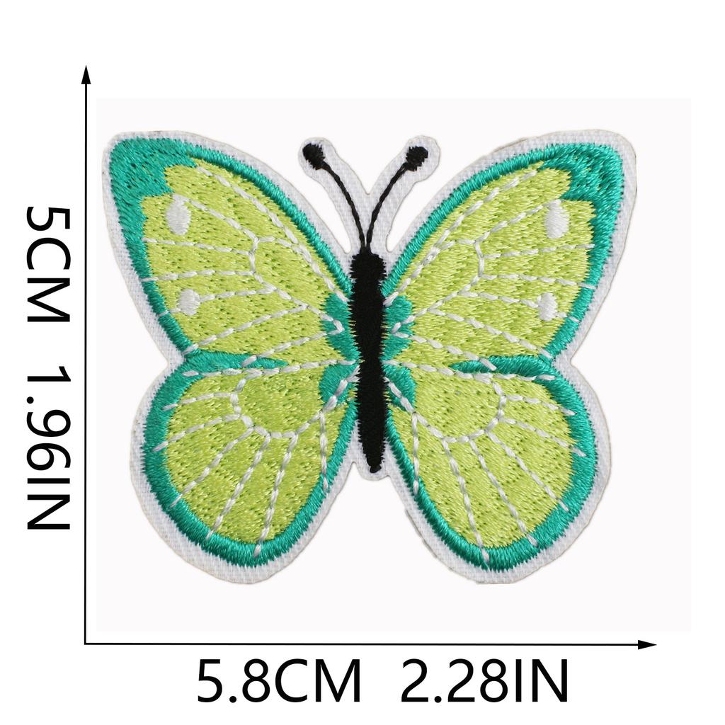 Butterfly World Embroidery Cloth Sticker Colored Flower Butterfly Computer Embroidery Label Clothes Decorative Patch Sticker Blue Butterfly