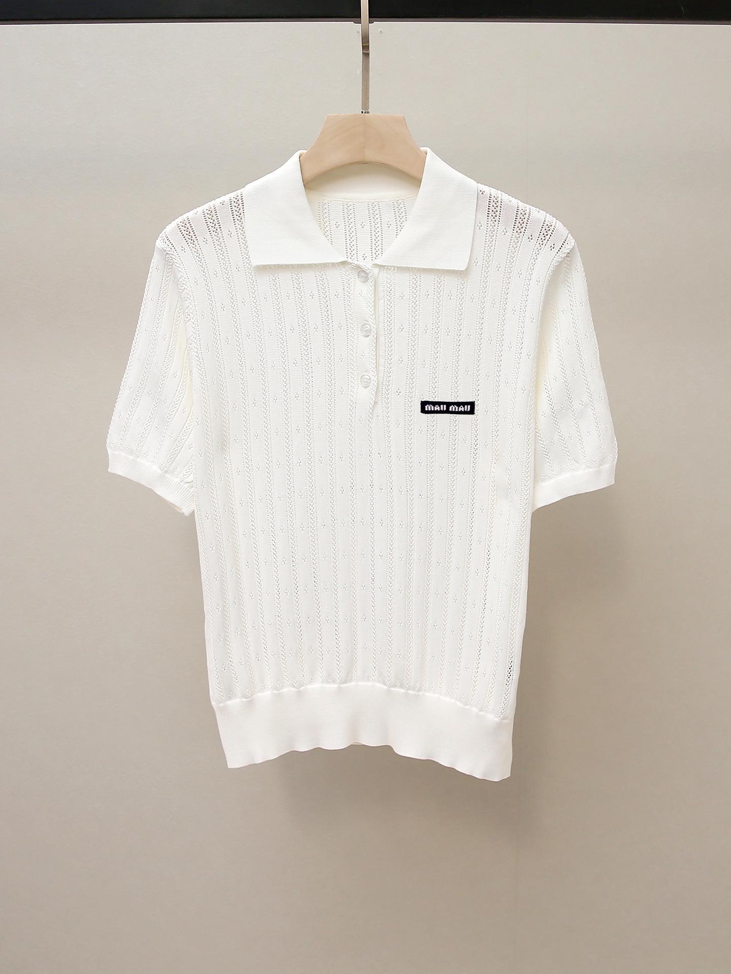 

Женская вязаная футболка в осеннем французском стиле с аппликацией и отложным воротником L абрикосовый