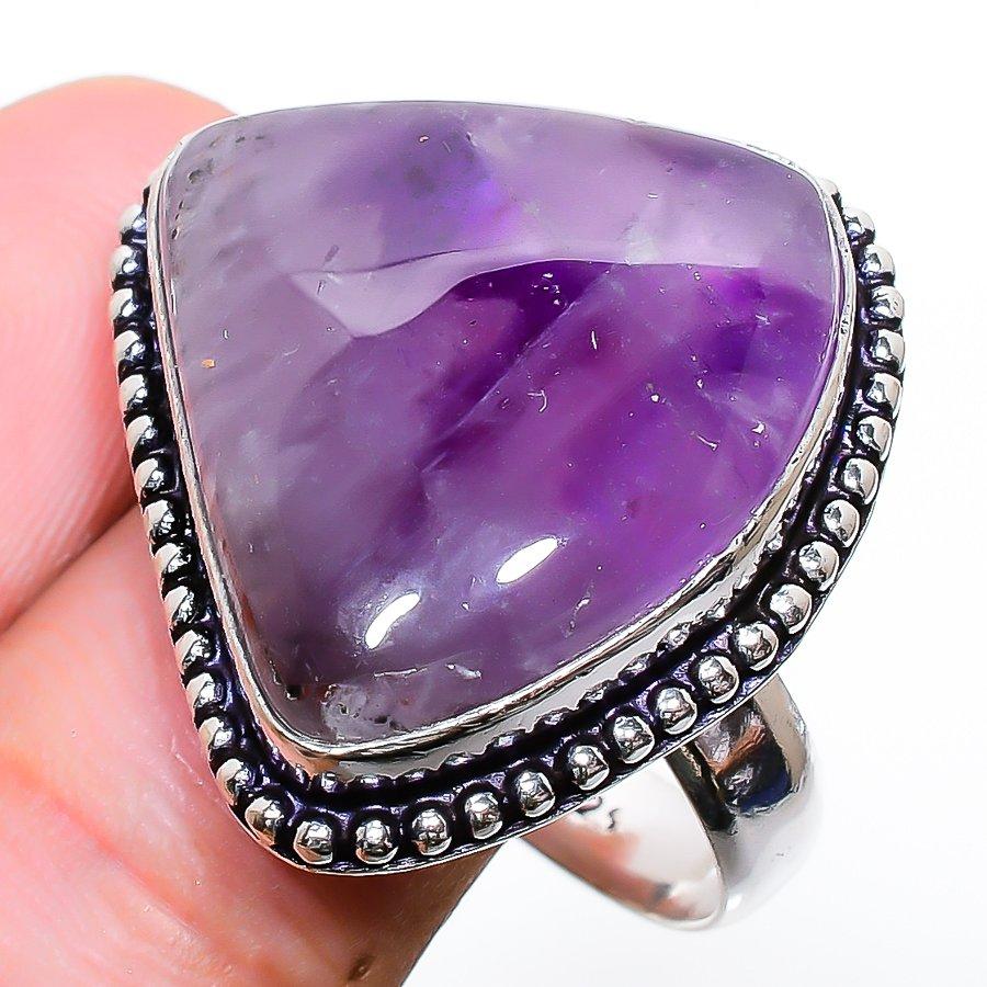 

Ювелирное кольцо ручной работы с шалфеем и аметистом из стерлингового серебра 925 пробы 10,5 u5H37