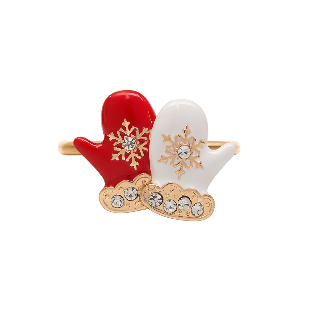 Reindeer & Santa Snowflake Christmas Napkin Rings - Festive Wreath Holders for Hotel Decoration, Bestseller