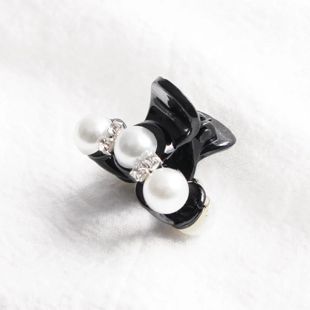 Elegant Pearl Mini Hair Clip for Women Girls Hair Claw Chic Small Size Hairpin Crab Barrette Hairpins New Hair Accessories Black