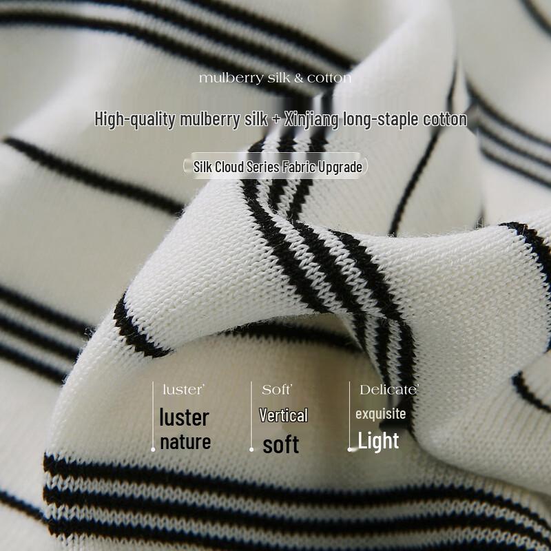 KMBK Women's Striped Silk Blend Long-Sleeve Knit Top