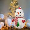 Festival Foldable LED Snowman Durable Metal Fabric Snowman Charm with LED Lights for Christmas Party Ambiances