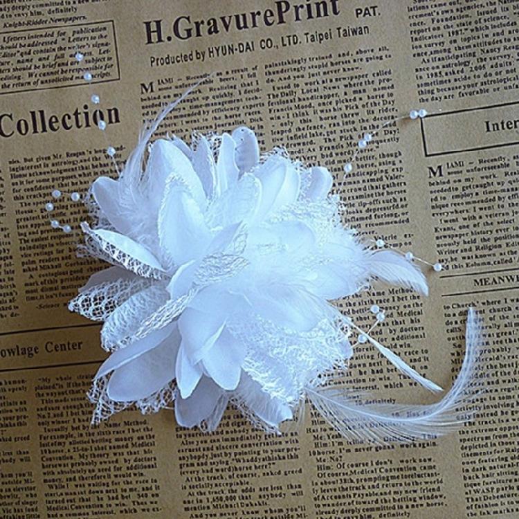 Feathers Flower Hair Accessories Wedding Party Floral Mesh Veil Headband Hairpin