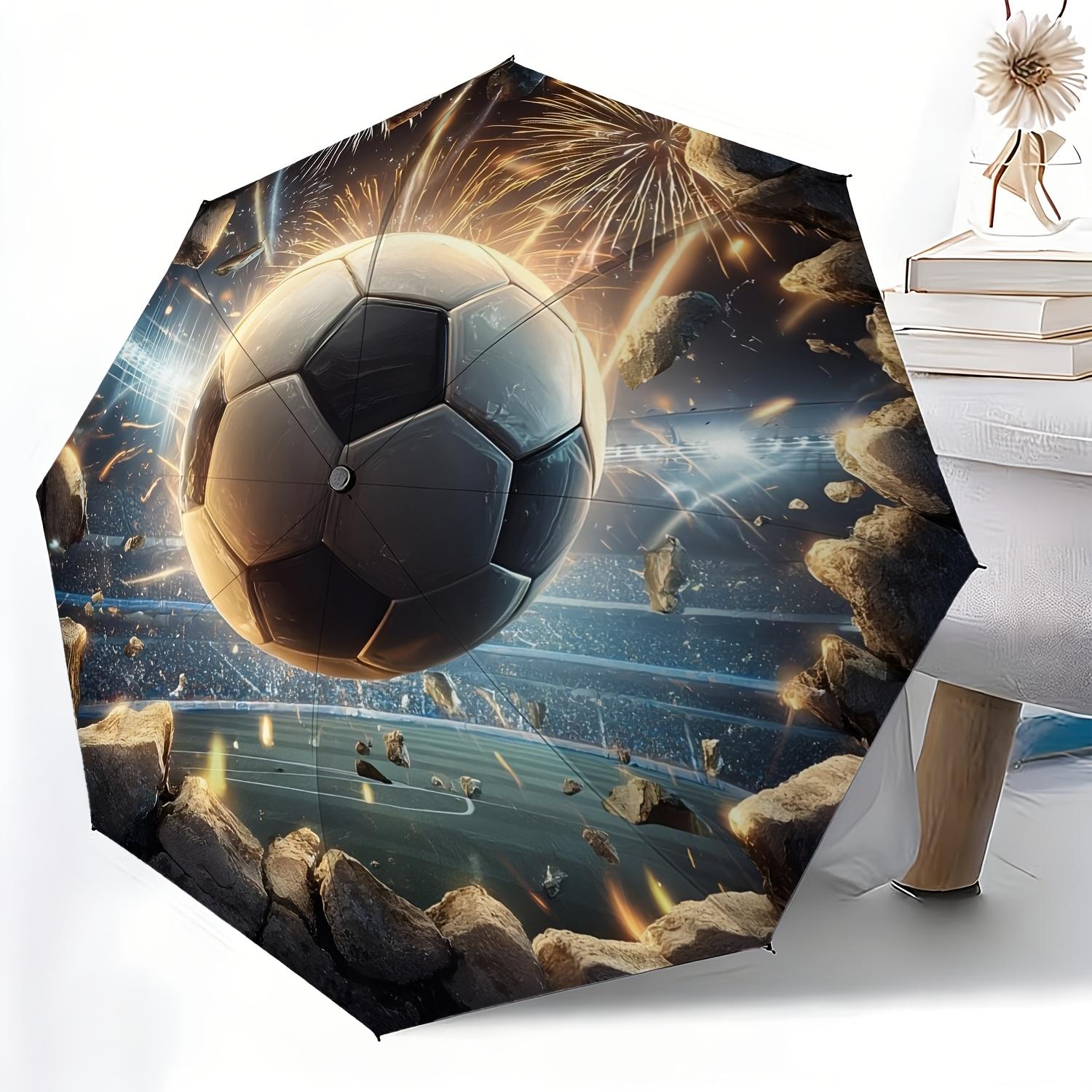 

1pc Football Rock-Breaking Flame-Burning Field Portable Household Essential Folding Umbrella, Durable Iron Frame Structure, Ir Iron&8K