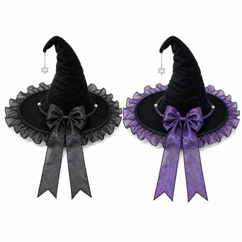 Lace Lolita Witch Hat Star Pendant Wizard Cap Party Props Halloween Hat Cosplay Event
