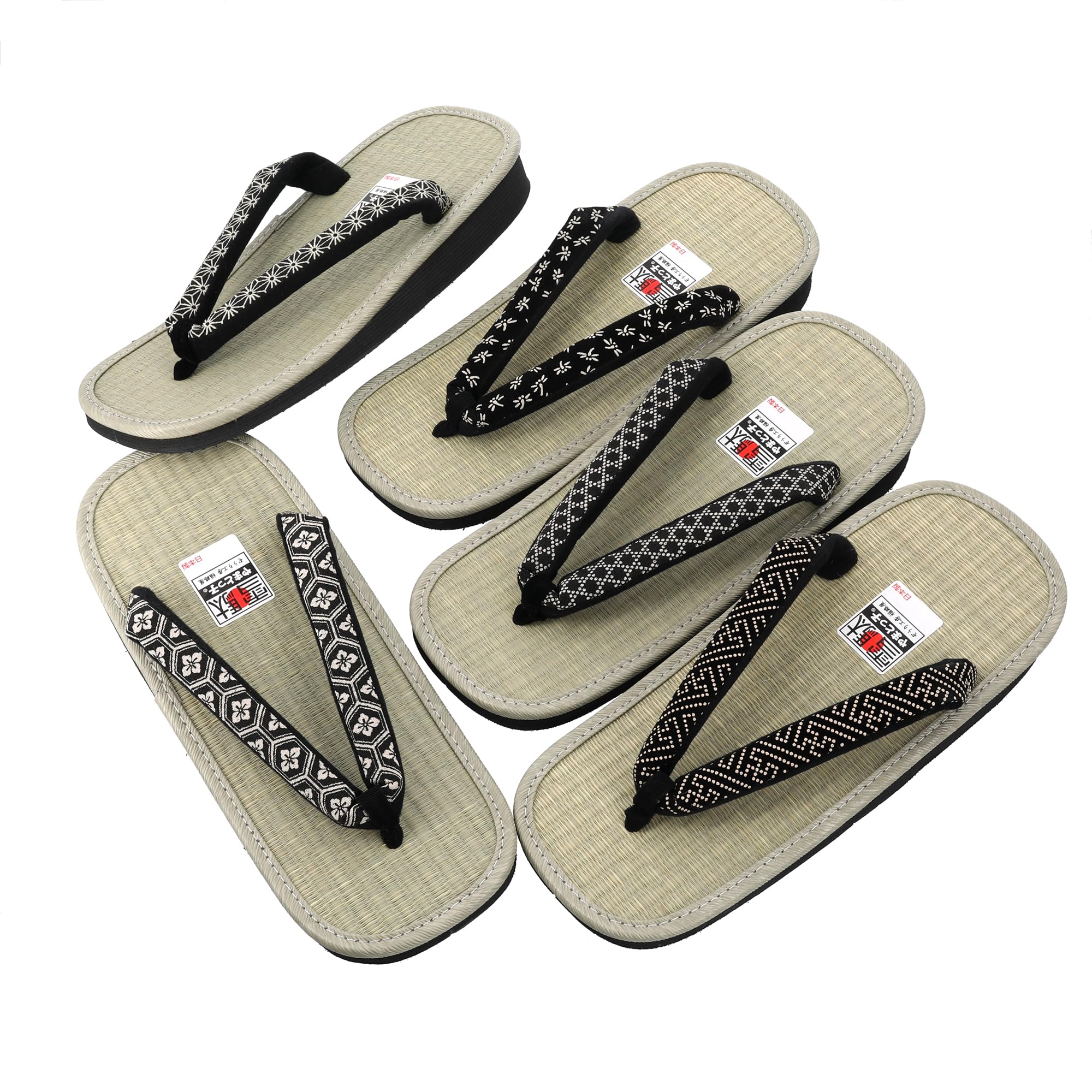 

[Yamato-ko] Men s Setta Sandals with Choice of Insoles, Black Patterned, Suitable for both Traditional Japanese and Casual Wear, Men s Zori Sandals, G