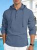 Men's Cotton Linen Hooded Long Sleeve Shirt Lightweight Quick Dry Loose Casual Solid Color Top