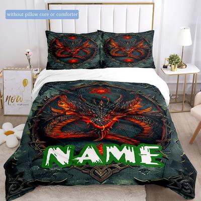 Dark Dragon Duvet Cover Soft Bedding Set For Bedroomdorm Personalized Name Threepiece Set 1 Duvet Cover And 2 Pillowcases Perfect Gift For All Seasons