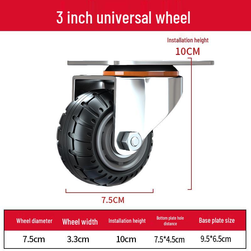 3-Inch Heavy Duty Swivel Wheel Hand Truck with Brake and Silent Rubber Casters