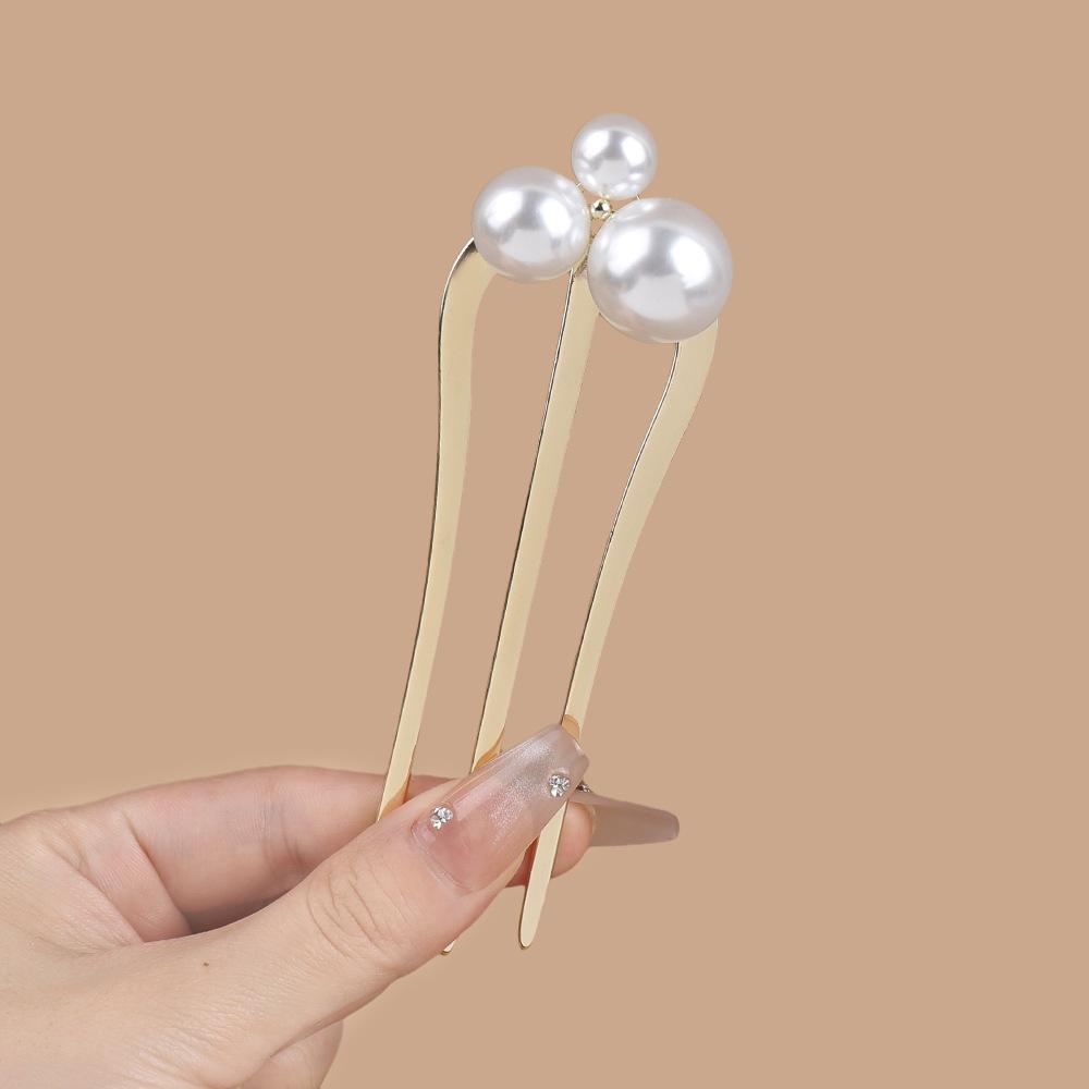 New Pearl Hairpins Korean U-shaped Metal Hair Clip Pins Women Girls Hair Sticks Bun Maker Hair Styling Tools Accessories Gifts