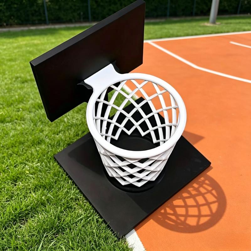 1pc 3D Printed Basketball Hoop Pen Holder Novelty Desk Organizer Fun Sports Themed Stationery Cup for Office and Classroom