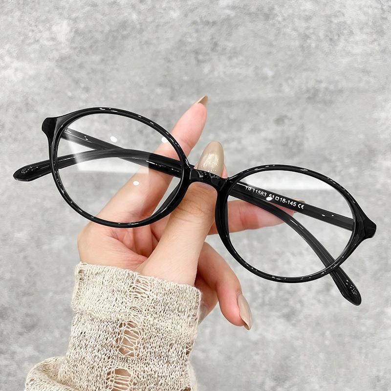

New Fashion Anti Blue Light Glasses Ultralight TR90 Oval Frame Eyeglasses Women Stylish 5colors No Diopter Decorative Eyewear чорний