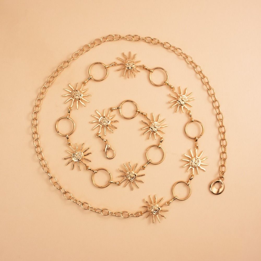 Vintage Woman Chain Belt Gold Dress Cummerbands All-match Punk Waistbands  Clothing Accessories