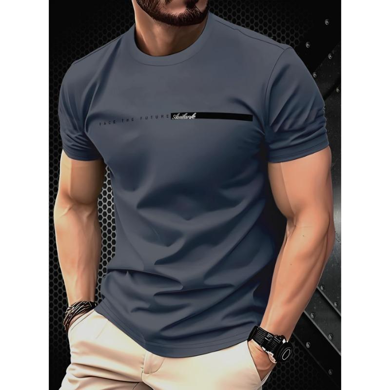 Men s stylish casual T-shirt - 100% polyester, crew neck, short sleeves S