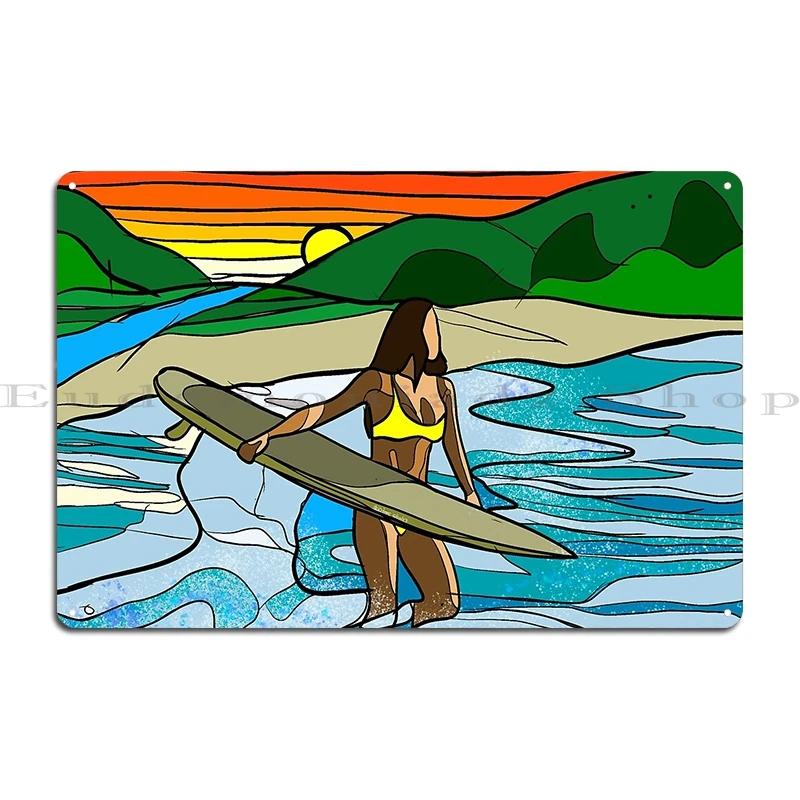 Its surfing Time Hawaii Vintage Ride The Wave Surfboard Ride Metal Wall Mural Plaques Customized Pub Decoration Tin Sign Poster