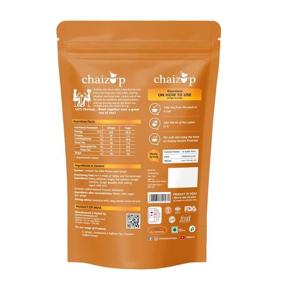 Chaizup Premium 1 Min Instant Ginger Tea Premix - 1kg Poly | Ginger Flavours | Approx. 72 Servings | 1kg