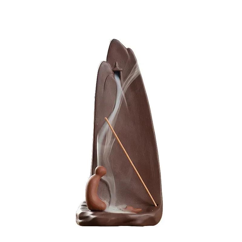 1pc, Zen Meditation Home Decor High Mountain Waterfall Backflow Incense Cones Burner Incense Stick Holder Censer Tea Pet