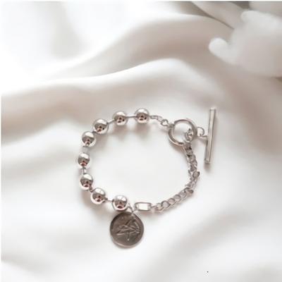 Simple Ball Chain Daily Bracelet Half and Half Coin
