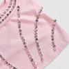 Y2K Fashion Trend Pink & Silver Rivet Camisole - Waist-Cinching Cropped Vest