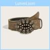 Retro Style Petal Leather Waist Belt Alloy Buckle Streetwear Look Decoration
