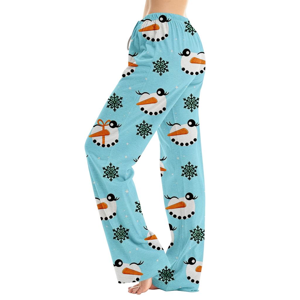 Women's Christmas Print Loose Fit Pajama Pants for Sleep and Home Relaxation