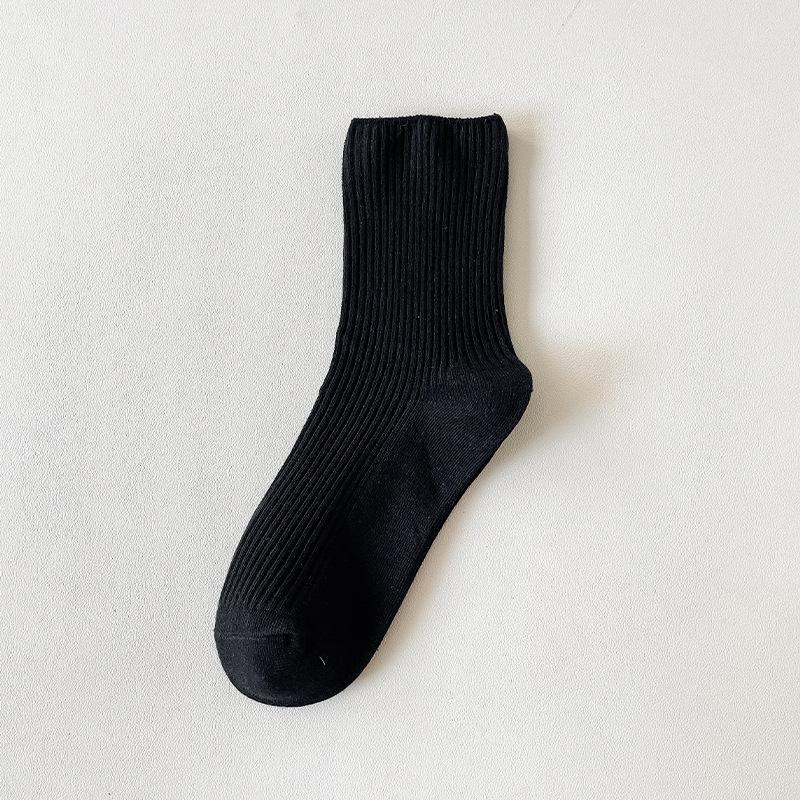 Dongdaemun Wuyin Women'S Socks Double Needle Combed Cotton Stacking Socks Coffee Series Sweat-Absorbing Versatile Medium Tube Socks
