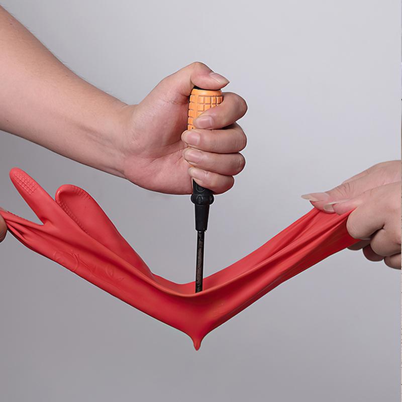 1 Par Luvas de Limpeza para Lavar Louça Alongadas Látex Borracha Impermeáveis Trabalho Luvas de Mão para Esponja Doméstica Ferramentas de Limpeza de Cozinha