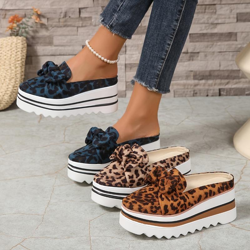 Women's Slip-On Round Toe High Heel Half-Calf Slippers - Soft Fabric Upper & PU Sole, Thick Cushioned Insole, Comfortable Indoor/Outdoor Casual Shoes