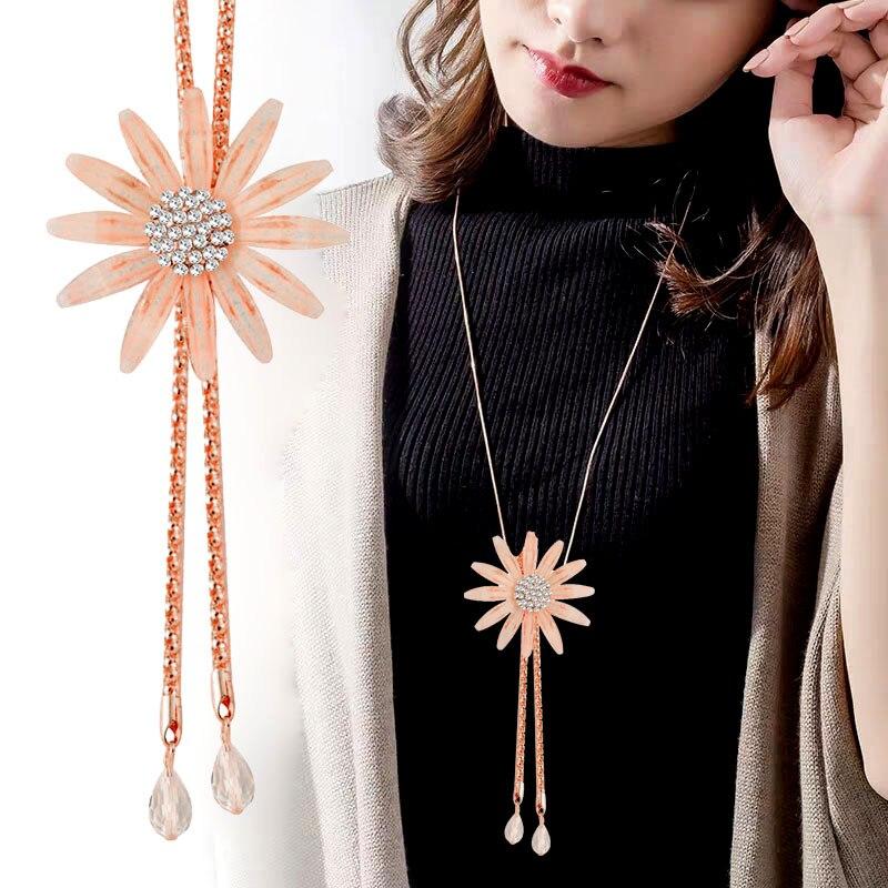 Big Acrylic Flower Long Tassels Pendant Necklace for Women Fashion Accessories Jewelry ZD1 KO1