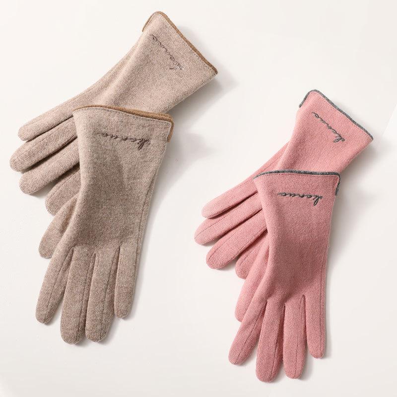 Gloves Winter Women Plus Cashmere Warm Wool Gloves Driving Outdoor Use Riding Screen Stylish Cashmere Gloves