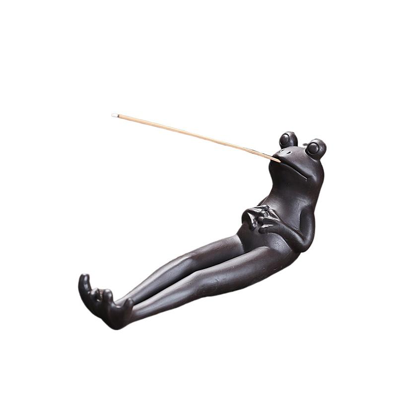 Frog Incense Stick Bracket Ceramic Igniter Ash Collector, Aromatherapy Yoga Incense Rack Frog Decoration