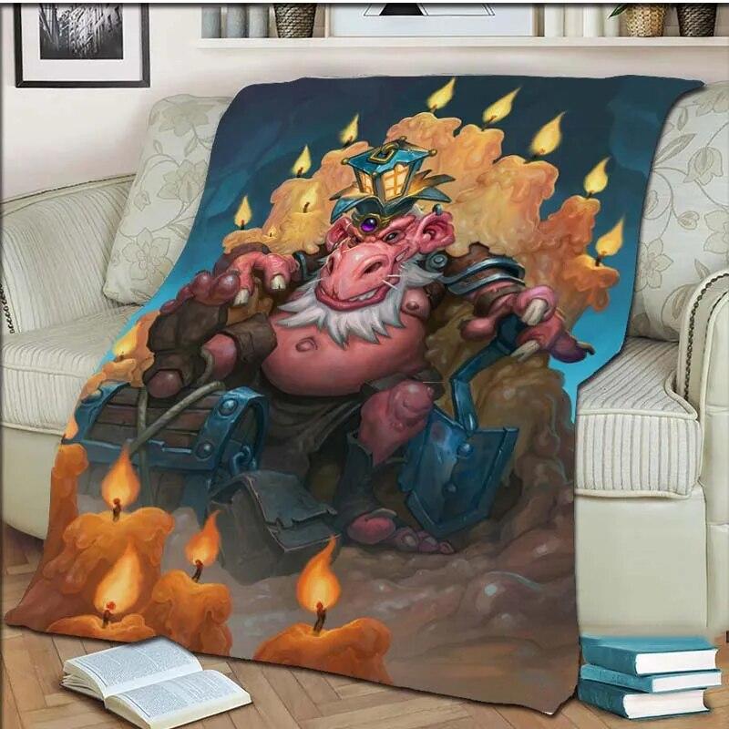 Game Hearthstone 3D tištěná umělecká fleecová přikrývka do postele Turistika Piknik Hrubá přikrývka přes postel Fleecová přikrývka