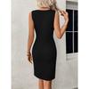 Vestito Vestibilità Donna Nuovo Stile Senza Maniche Svuotato Pieghettato Stile Elegante