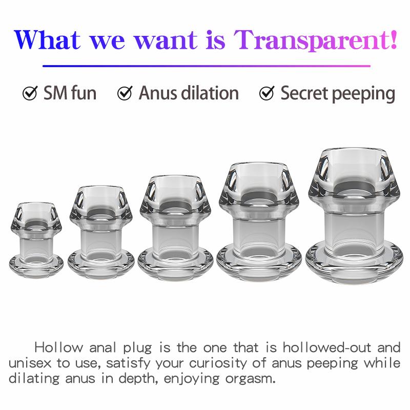 Hollow Butt Plug With Insert Anal Plug/Tunnel/Toy Huge Anal Speculum Anus Dilator SM Enema Sex