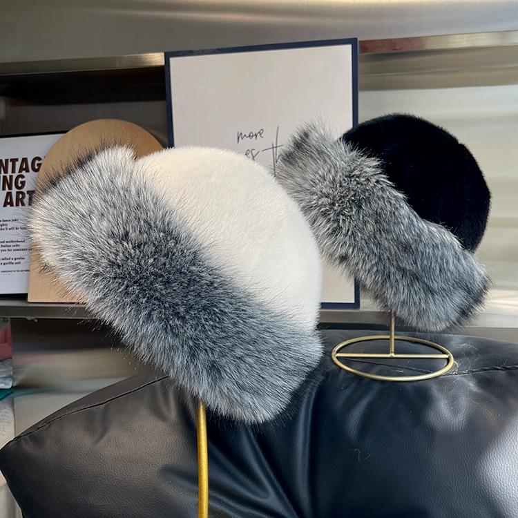 New Plush Mongolian Hat Women's Autumn and Winter Cold and Warm Northeast Basin Hat Ear Protection Hat Fox Hair Bucket Hat