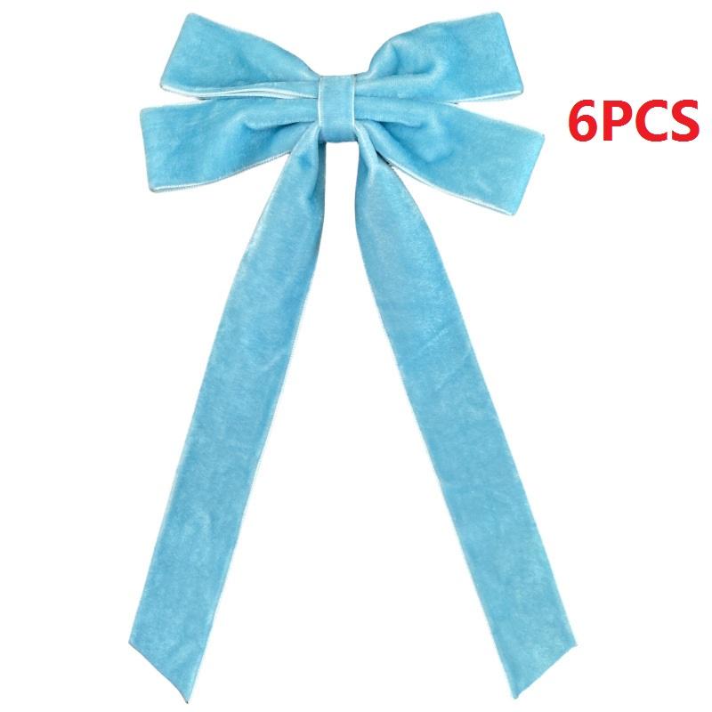 6PCS Velvet Christmas Bows Christmas Tree DIY Hanging Ornaments Ribbon Bow Gift Wrapping Bows Chrismtas Party Gifts