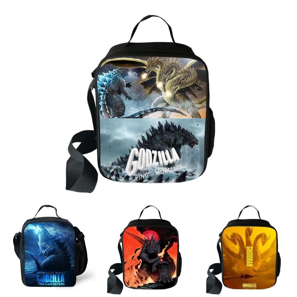 Spacious 3d Godzilla Picnic Handbag For Kids With Adjustable Shoulder Strap