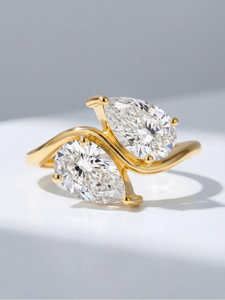 925 Sterling Silver Sparkling Double Water Drop Zircon Ring For Women Engagement Wedding Luxury High Quality Fine Jewelry