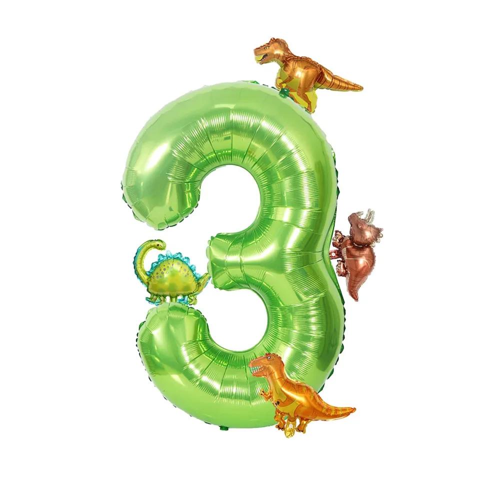 

6 шт./набор 40-дюймовый большой номерный шар из алюминиевой фольги с милыми мини-шарами в виде динозавров для украшения на день рождения, юбилей Number&40inch