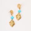 GEMCHIC Women's Summer Ocean Style Drop Earrings Gold Plated Conch Shell & Starfish Dangle Earrings Beach Vacation Jewelry