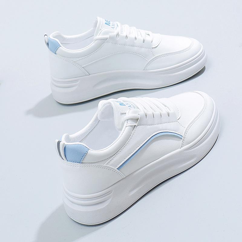 Korean Style Women's Platform Sneakers - Spring 2024 Casual White Shoes