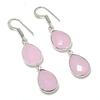 Pink Chalcedony Gemstone Handmade 925 Sterling Silver Jewelry Earring 2.09" GK-6258