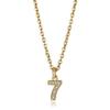 Cute Number 0 1 2 3 4 5 6 7 8 9 CZ Pendant Birthday Lucky Number Charm Necklace Rolo Chain Adjustable KN652
