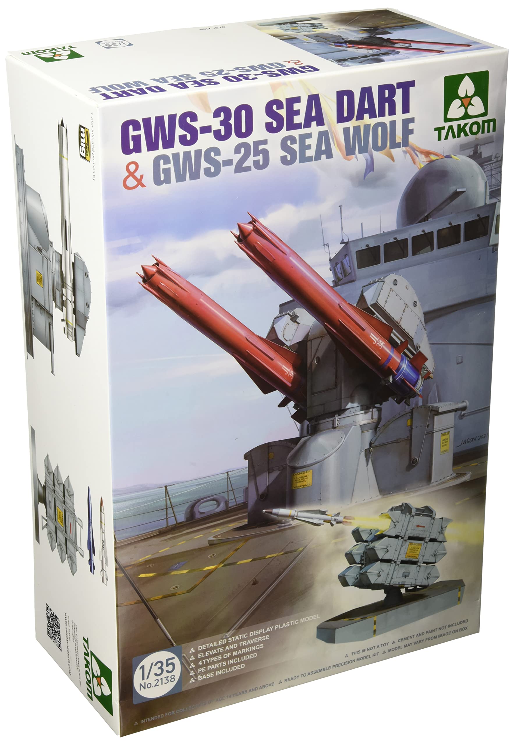 

Takom 1/35 Scale Royal Navy GWS-30 Sea Dart Fleet Air Defense Missile and GWS-25 Seawolf Ship-Based Air Defense Missile Plastic Model Kits (TKO2138)