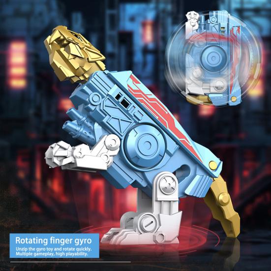 Deformation Animal Spinner Fidget Toy Portable Stress Relief Fingertip Mechanical Gyro Robot Wolf Dinosaur Leopard Spinning Top Toy Kids Birthday Gift