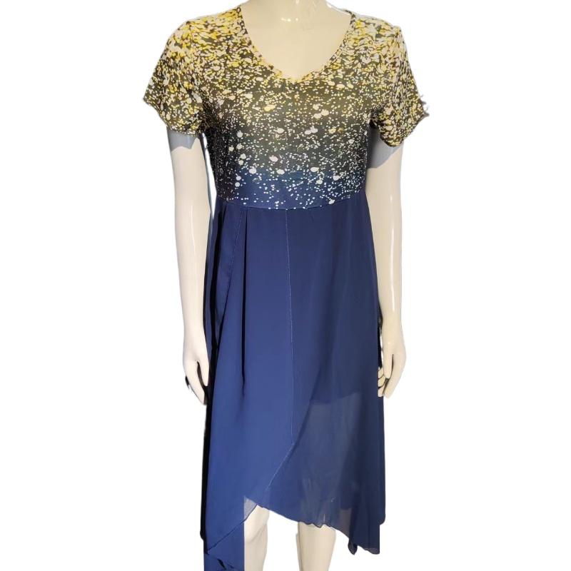 Moda damă vară primăvară culoare uni imprimeu mâneci scurte cu decolteu în V talie înaltă rochii casual